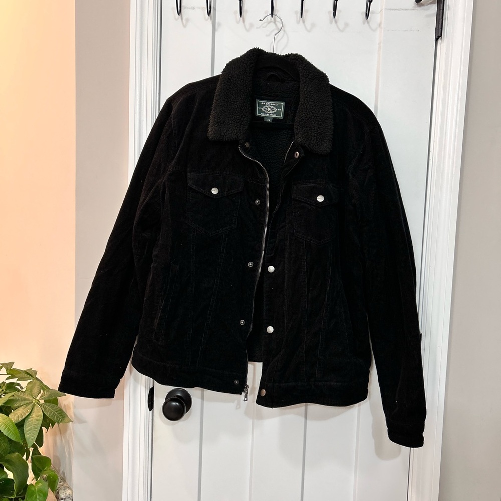 G.H. Bass & Co. Black Corduroy Trucker Jacket with Sherpa Collar
